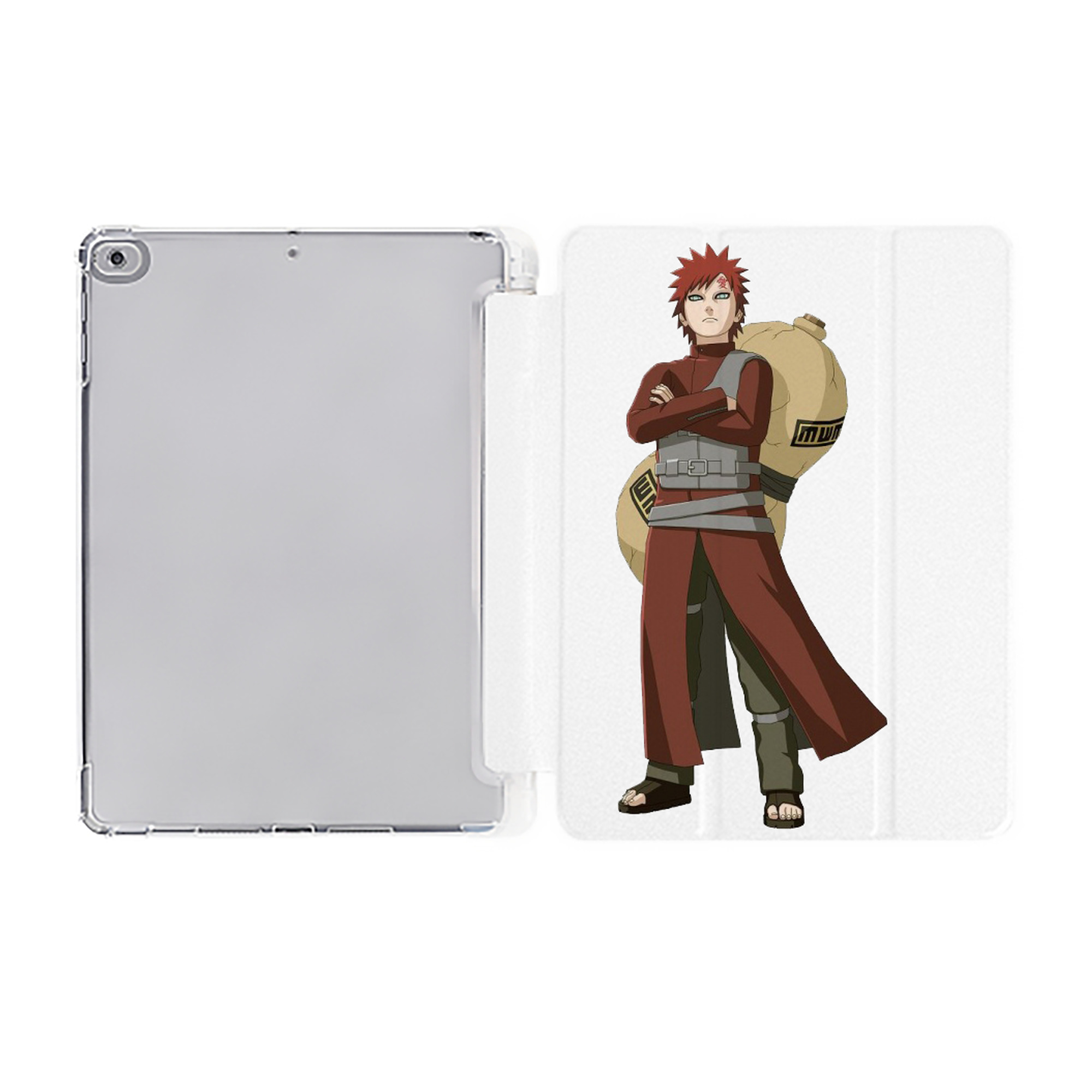 （画像用） NARUTO -ナルト- ガアラ Gaara IPad ケース ペン収納付き 三つ折りスタンド PUレザー×シリコン 対応機種9.5/10.5/10.9インチ